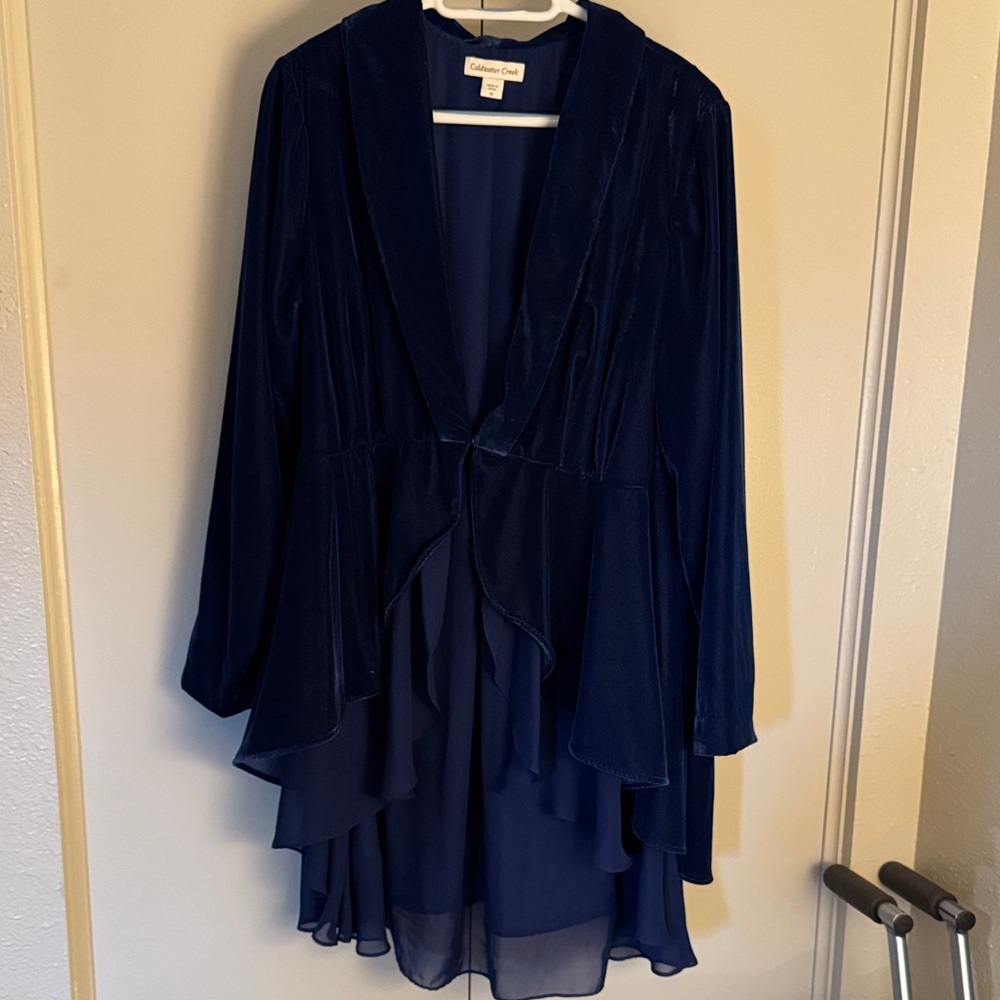 Coldwater Creek Navy Blue Velvet Blazer